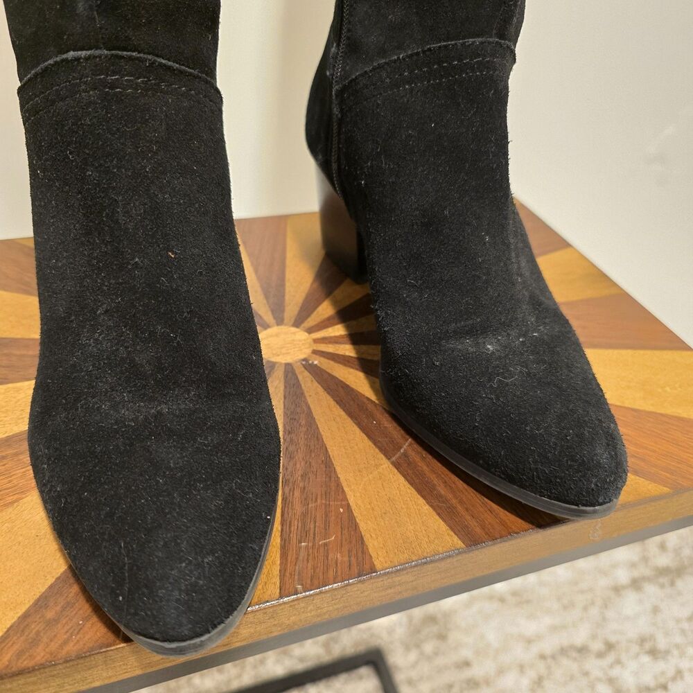 Crown Vintage Boots Womens 8 M Knee High Tall Riding Black Suede Leather Western - Picture 11 of 15